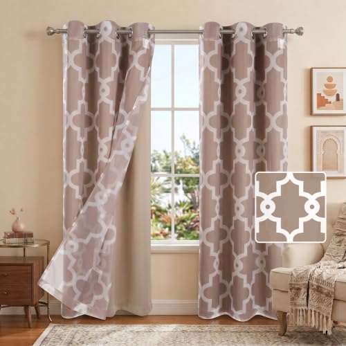 4-Piece Mix and Match Curtain Set, Taupe, 35" W x 84" L Each