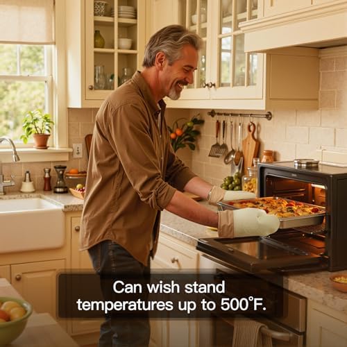 Silicone Oven Mitts Sets with Potholders, 500°F Heat Resistant Kitchen