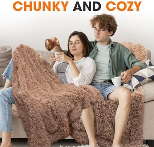 Cheer Collection Throw Blanket - Shaggy Hair Fluffy Blanket for Couch