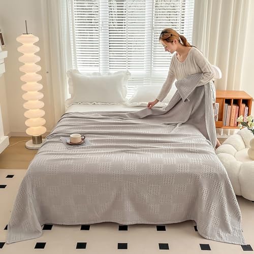 LGYKUMEG 100% Cotton Knitted Throw Blanket 70×79 inch,Lightweight