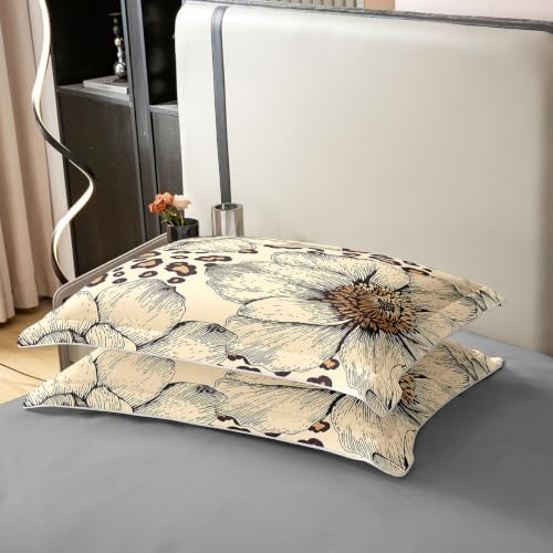 Feelyou Leopard Print Duvet Cover 100% Cotton Queen Size