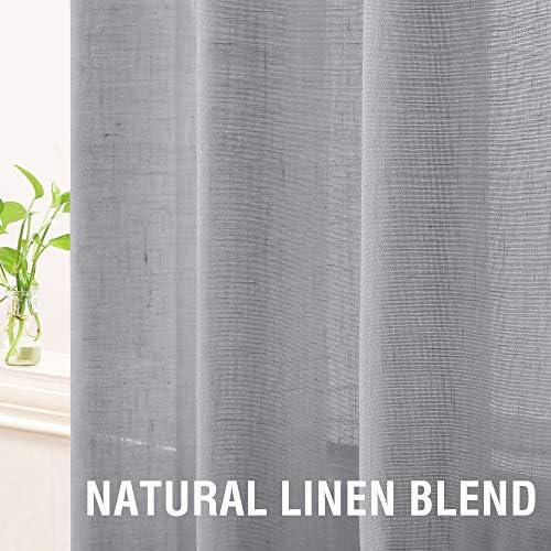 H.VERSAILTEX Linen Sheer Curtains 63 Inch Long Pair Set Linen Textured