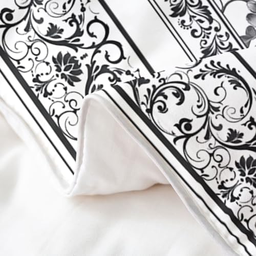 jejeloiu Floral Duvet Cover 100% Cotton Queen Size Gray Flowers