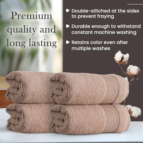 HALLEY Turkish Cotton Towels (4-Pack) Super Soft Quick Absorbent 100%