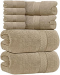 Oakias Premium Towel Set 600 GSM 8 Piece Beige - 100% Ring Spun Cotton