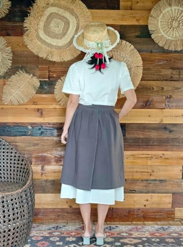Unisex Chef Aprons White Retro Cotton Maid Short 2 Pockets Waist