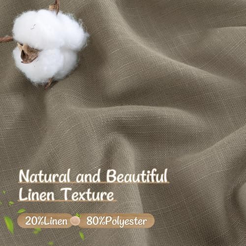LAMIT Linen Semi Sheer Curtains 96 inch Length 2 Panels Set, Taupe