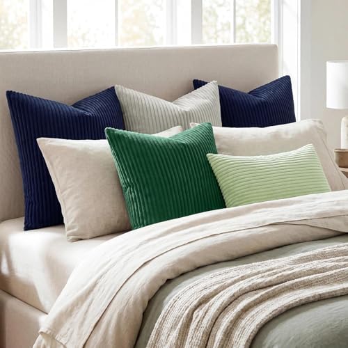 Softalker Throw Pillow Covers 18x18, Set of 2 Decorative Soft Corduroy