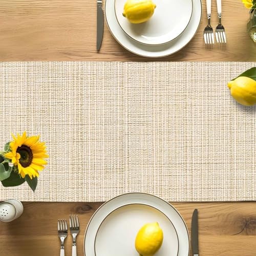 Minimalist Beige Table Runner for Dining Table Modern Rustic Solid