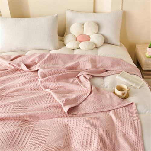 Cotton All-Season Lightweight Waffle Weave Knit Throw Blanket, Soft