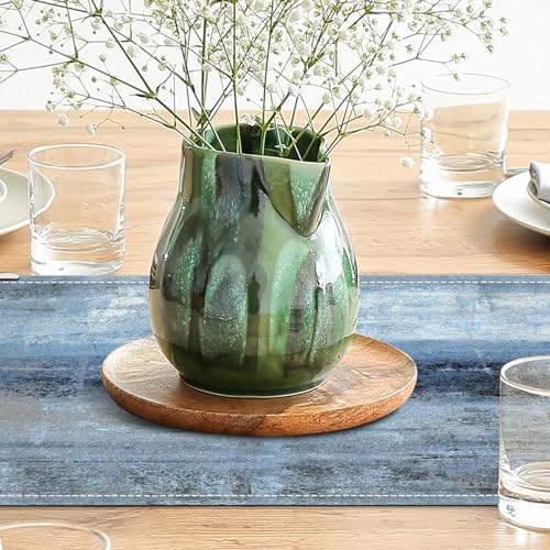 Blue Grey Table Runners Modern Art Farmhouse Linen Table Runners
