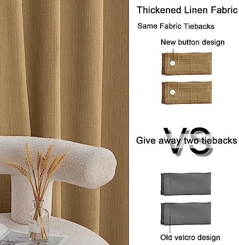 Linen Curtains 96 inch Length 2 Panels Burlap 52x96 Light Coffee
