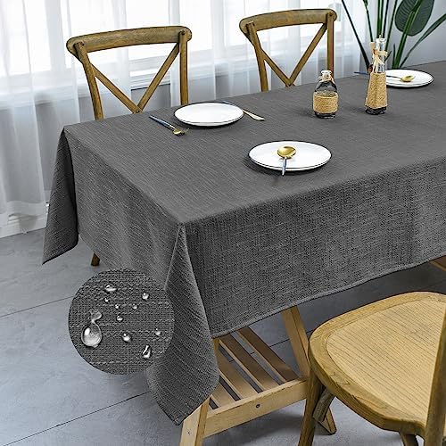 Waterproof Linen Tablecloths Rectangle Table Cloth(54"x120") Gray