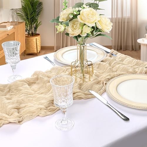 6 Pack 10Ft Beige Cheesecloth Table Runner 23 x 120 Inch