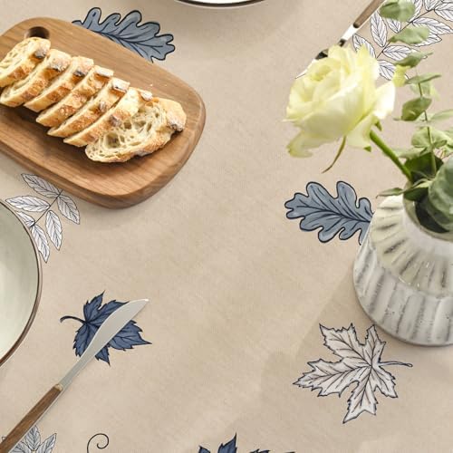 Horaldaily Fall Tablecloth 90 x 90 Inch Round Autumn Harvest Blue