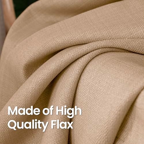 BGment Faux Linen Curtains for Living Room, 52 x 95 Inch, Tan 2 Panels