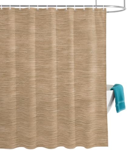 Light Khaki Shower Curtain, Rustic Minimalist Solid Color Linen