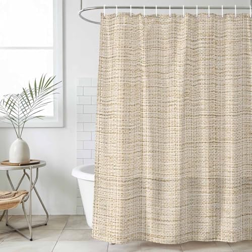 Brown Bathroom Shower Curtain 72 X 84 Inch Linen Texture Modern