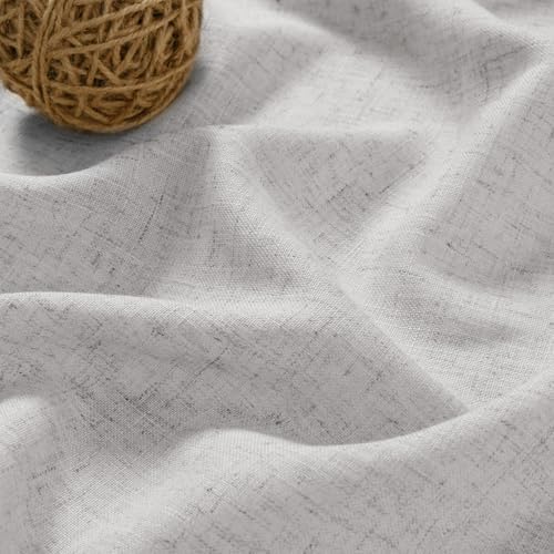 Nanspring Grey Linen Back Tab Curtains 84 Inch Length for Living Room