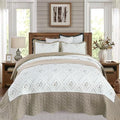 Cmfshape Floral Embroidery Quilt Set,3 Pieces King Size Quilt Bedding