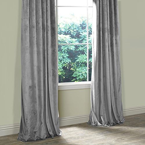 ChadMade Solid Matt Heavy Velvet Curtain Drape Panel Super Soft Nickel