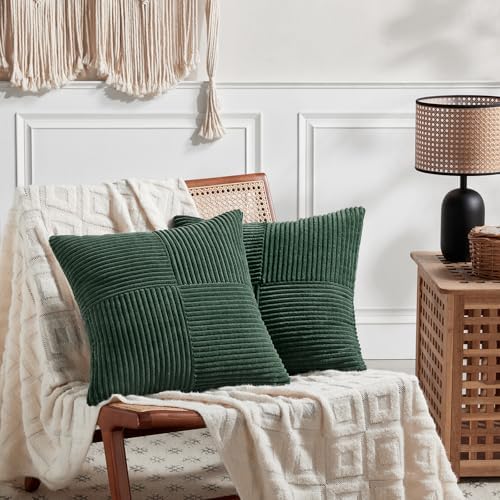 Fancy Homi Set of 2 Dark Green Decorative Throw Pillow Covers 22x22