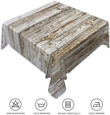 70x70inches Retro Wooden Square Tablecloth Rustic Vintage Grey Wood