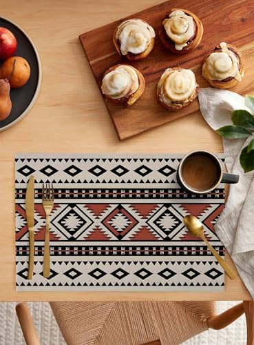 Placemats Set of 8, Beige Boho Woven Placemat, Linen Place Mats for
