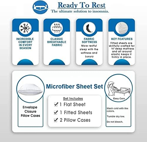 4-Piece Brushed Microfiber 1800 Thread Count Bedding Sheet Set- Queen