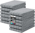 Homaxy Premium Ring Spun Cotton 390 GSM Kitchen Towels, 12 Pack, Grey