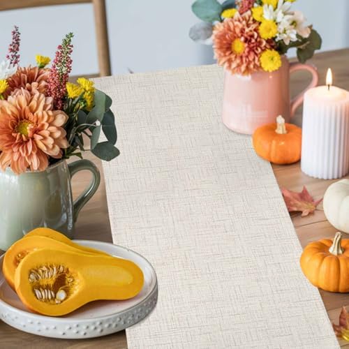 Table Runner Minimalist Creamy White Table Runners 14x72in Rustic