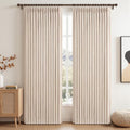 108 Inch Oatmeal Blackout Linen Pinch Pleated Curtains,2