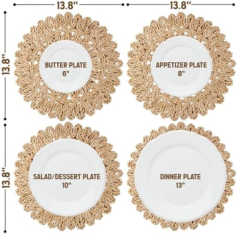 13.8" Set of 8 Corn Husk Woven Round Placemats by DaiVuCrafts