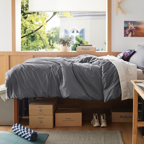 Bedsure Twin/Twin XL Duvet Cover, Double Brushed Bedding Set, Dark