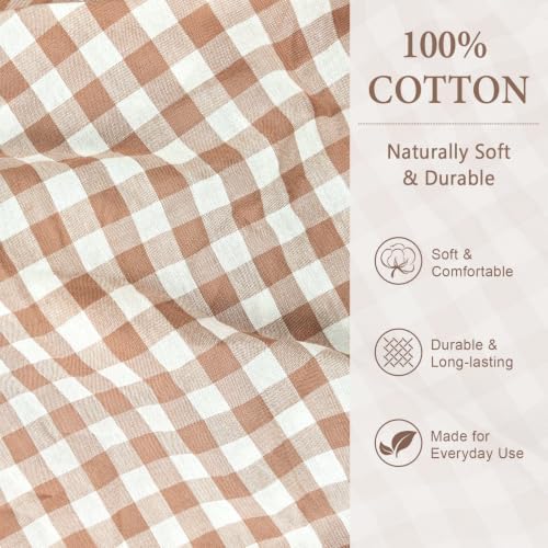 Gingham Ruffle Tablecloth, 52 x 70 Inches Rectangle 100% Cotton