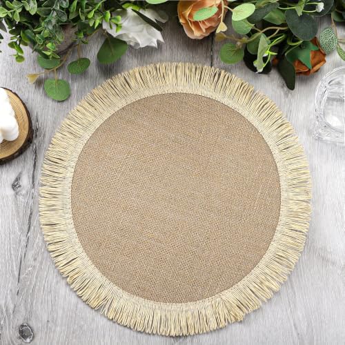 Kochorie 12 Pcs Round Burlap Placemats 15" Boho Jute Placemats with
