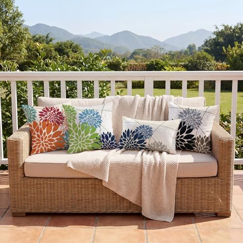 OTOSTAR Outdoor Black Gray Pillow Covers 20x20 Inch Set of 2 White