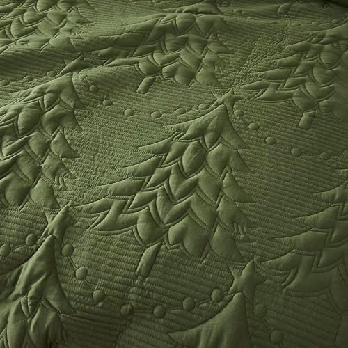 WDCOZY Olive Green Christmas Twin Size Quilt Bedding Sets with Pillow