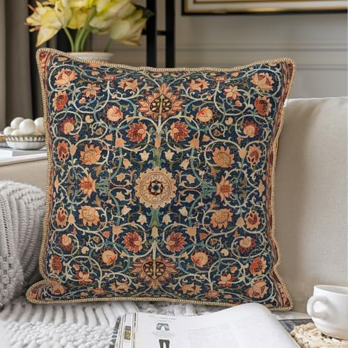 William Morris Vintage Floral Velvet Pillow Covers Set of 2 18x18 Inch