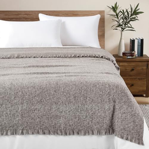 BOURINA Brown Throw Blanket Faux Cashmere Throw Outdoor Blanket 50"x