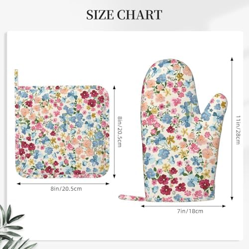 Wild Flowers Floral Meadow Oven Mitts and Pot Holders Set of 4