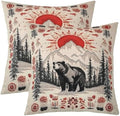 Feelyou Lodge Cabin Bear Throw Pillow Covers Set of 2 Country Rustic