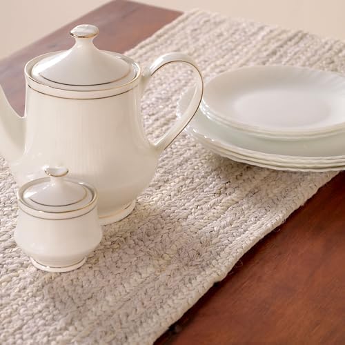 Handwoven Braided Jute Table Runner Reversible,Natural Farmhouse &