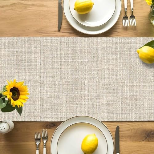 Minimalist Cream Beige Table Runner for Dining Table Rustic Neutral