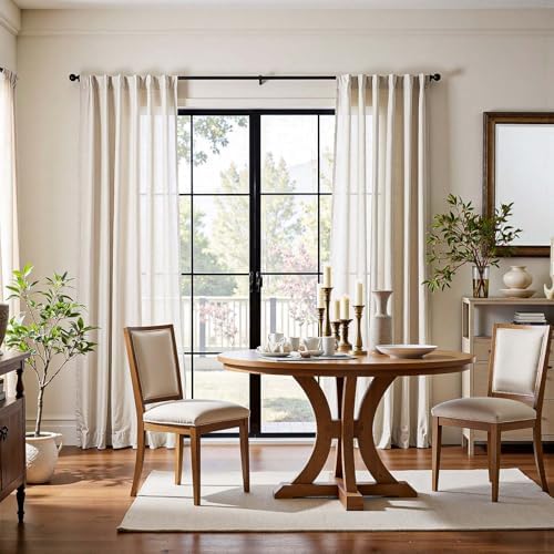 jinchan Linen Curtains Light Filtering Back Tab 50x84 Inch 2 Panels
