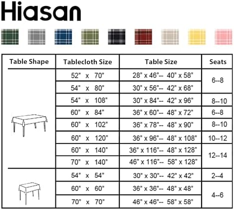 Hiasan Waterproof Checkered Tablecloth Square 70 x 70 Inch, Brick Red