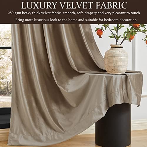 PRIMROSE Blackout Taupe Velvet Curtains 72 inch Long for Living