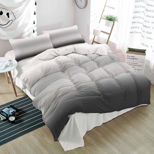 Duvet Cover Set Queen, Abstract Gradient Gray Black 3 Piece Bedding