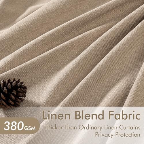 MIULEE Pinch Pleated Thick Linen Curtains 96 Inches Long 2 Panels Set