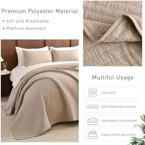 Masaca Oversized King Bedspread 120x120,3Pcs Extra Large Farmhouse